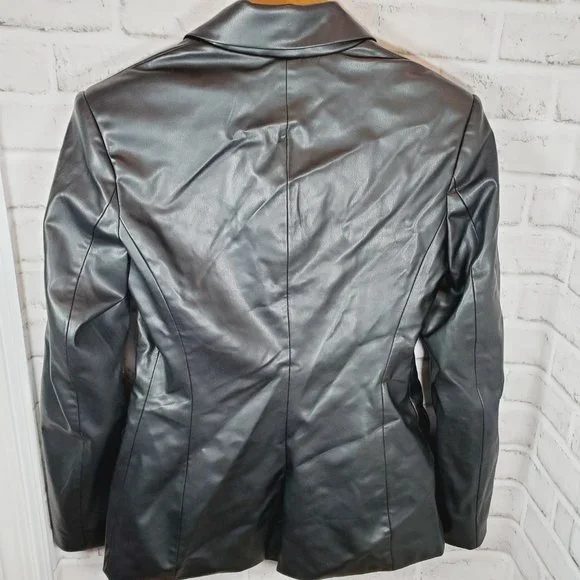 zara faux leather blazer size small black nwt - Picture 6 of 6